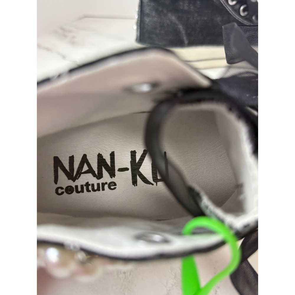 Free People Pearl Crush Hi Top Sneakers by Nan-Ku Black Sz 39 New - Picture 6 of 8